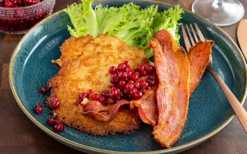 Raggmunk recept: Krispiga potatisplättar med stekt fläsk och lingon. En klassisk svensk rätt som är enkel att laga.