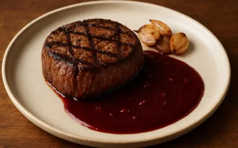 Grillad oxfilé med rödvinssås och rostade schalottenlökar. Ett perfekt oxfile recept för en lyxig middag.