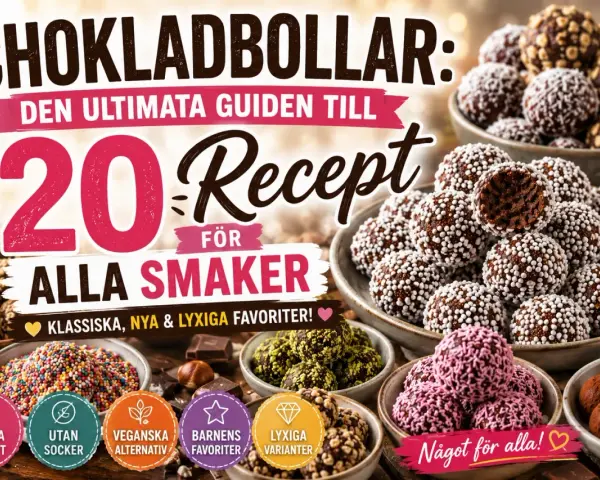 Chokladbollar: Den ultimata guiden till 20 recept för alla smaker. Klassiska, nya & lyxiga favoriter! Här finns ett chokladboll recept för alla.