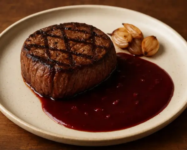 Grillad oxfilé med rödvinssås och rostade schalottenlökar. Ett perfekt oxfile recept för en lyxig middag.